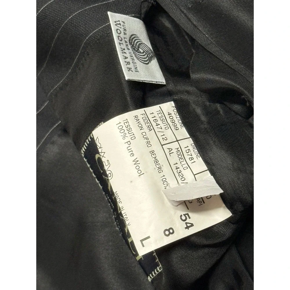 Canali Super 120s‎ Wool Pinstripe Blazer Mens 44L Made in Italy Black